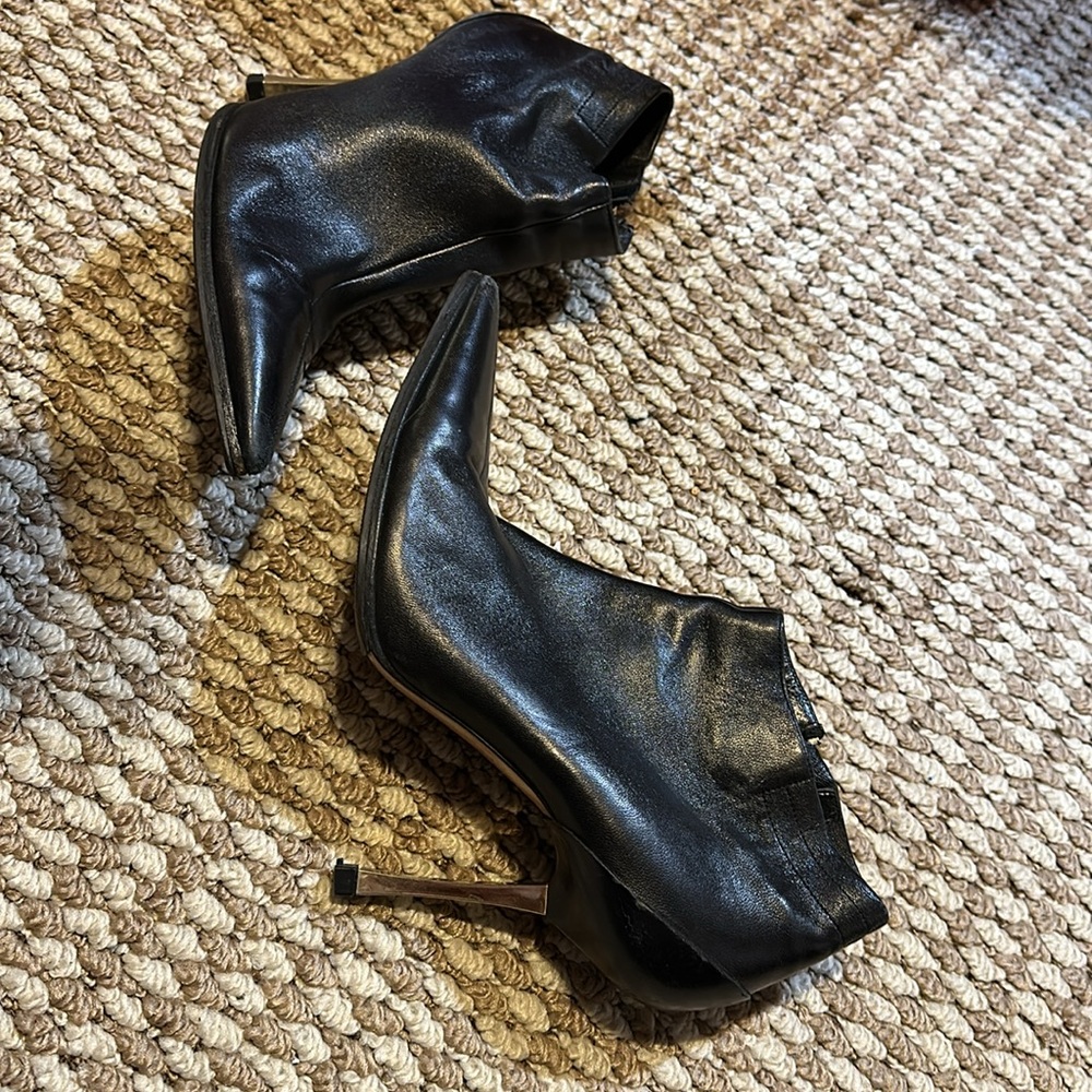 Sexy Gucci ankle boots 6.5 black leather booties heel - Picture 2 of 12